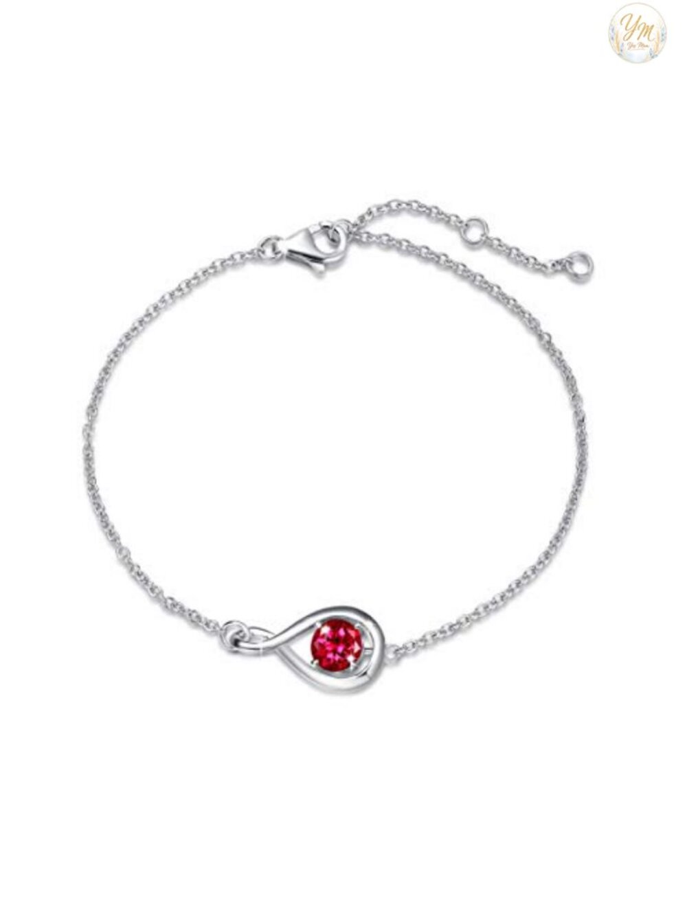925 Sterling Silver Infinity Birthstone Bracelet White Gold Plated